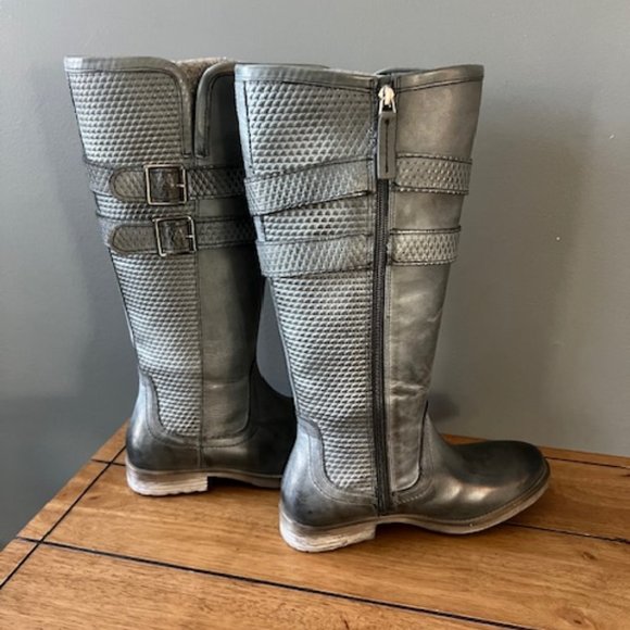 ROAN Leather Tall Shaft Boots Size 7 Color Grey/ White - Picture 3 of 12